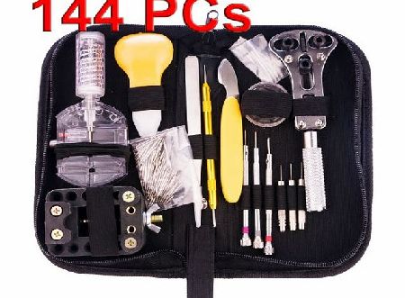 A-szcxtop(TM) 144 Pcs Portable Watchmaker Watch Repair Tool Kit Set Back Case Opener Adjuster Remover Spring Pin Bar