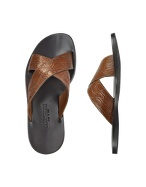 Mens Brown Croco Capri Crisscross Sandal