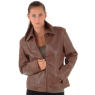 BROWN ZIP LEATHER JACKET and#39;LADIES 51Aand39;