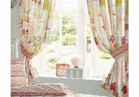 ALPHABET FISH LADY BIRD KIDS LUXURY FULLY LINED CURTAINS SET 66`` X 72`` - NEW