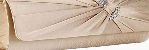 Accessorize-me. Accessorize-me Elegant Satin Clutch Bag With Diamante Decoration Bridal Bridesmaid 186 (Gold)