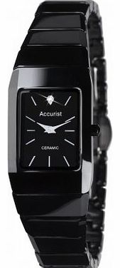 Accurist Ladies Rectangular Black Ceramic Bracelet Watch LB1652