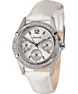 Womens White Strap Multi-Dial Watch