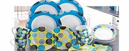 ACE 16-Piece Blue/Mustard Circle Dinner Set