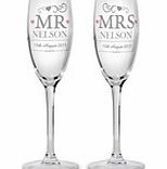 Personalised Mr  Mrs Pair of Flutes