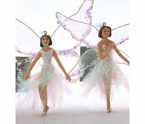 ACHARACTERSHOP Gisela Graham - 2 x Flower Fairy Hanging Iridescent Christmas Tree Decorations