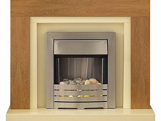 Adam Chloe Oak and Ivory Fireplace Suite with Helios Electric Fire, 2000 Watt