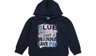 Adams Girls Navy Glitter Print Hoody BS L16/E2