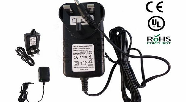 Adaptors4U 12V 2A 2000mA Mains AC-DC Switching Adaptor Power Supply Charger SAW24-120-2000