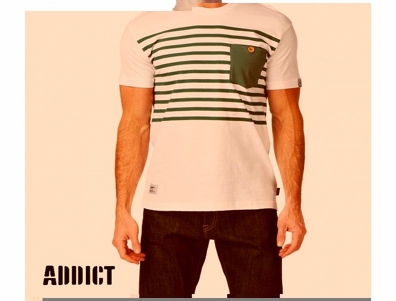 Mens Addict Stripe Pocket T-Shirt - Green