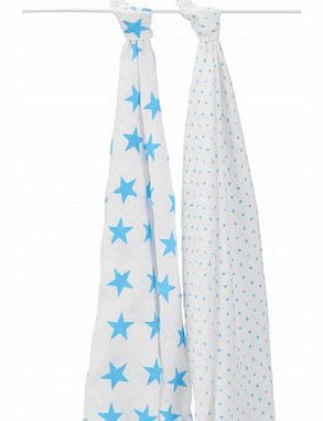 Swaddle - Blue stars - set of 2 `One size