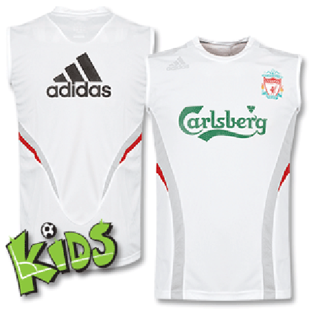 Adidas 08-09 Liverpool Sleeveless Shirt - Boys - White/Grey