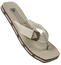 Beige and Brown Fabric Flip Flops