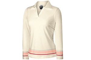 Golf Ladies ClimaLite Long Sleeve Border Stripe Polo