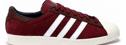 Adidas Superstar 80s Burgundy/White Suede Trainers