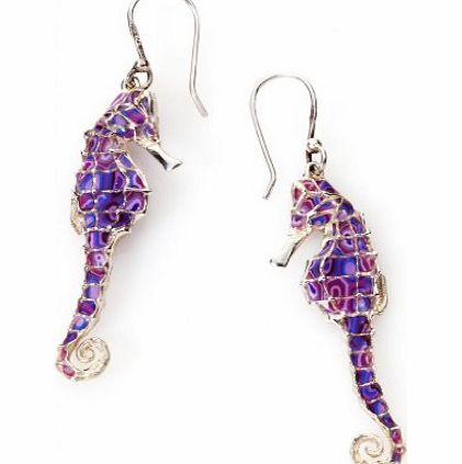 Adina Plastelina Handmade Jewellery Sterling Silver Seahorse Dangle Earrings - Sea Creature Jewellery - Polymer Clay Charms - Millefiori Fimo Gift Ideas - Handmade Beach Wedding Bridal Wear