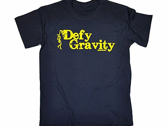 DEFY GRAVITY - ADRENALINE ADDICT (L - OXFORD NAVY) NEW PREMIUM LOOSE FIT BAGGY T-SHIRT - slogan funny clothing joke novelty vintage retro t shirt top mens ladies womens girl boy men women tshirt tees 