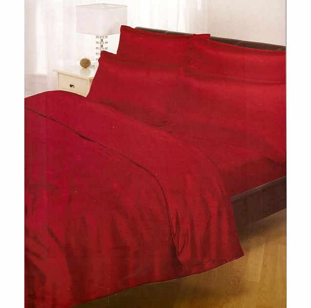 Red Satin Super King Duvet Cover, Fitted Sheet