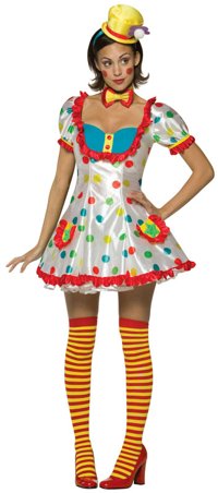 Adult Costume: White Polkadot Clown Lady