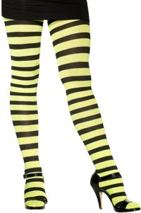 adult Striped Tights - Green/Black (X-Large)