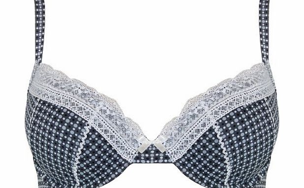 After Eden Luxury Super Comfort Polka Dot Padded Bra (38D, Grey/Cream)