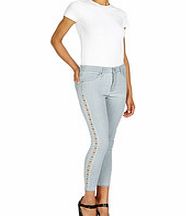 Powder blue denim cropped jeans