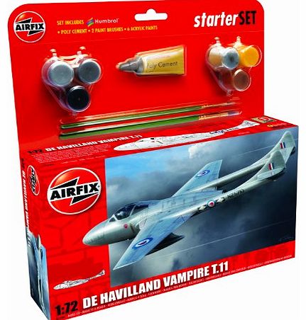 Airfix 1:72 De Havilland Vampire T11 Starter Aircraft Model Set (Medium)