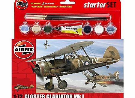 Airfix 1:72 Gloster Gladiator Mk.I Starter Aircraft Model Set (Medium)