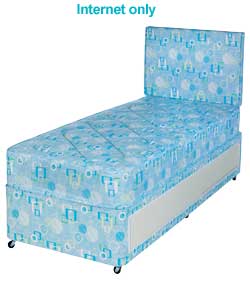 Tiny Tots Blue Divan/Headboard/Anti Dust Mite Matt