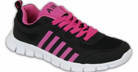 Airtech Ladies Trainers REVENG Black/Pink UK 6