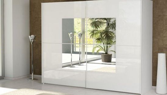 ALABAMA Extra Wide Alabama 2 Sliding Door Wardrobe White Semi Gloss By furniturefactor