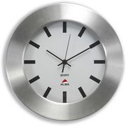 Techtime Wall Clock Quartz with Plastic Lens and Brushed Aluminium Case Diameter 300mm Ref HORALU