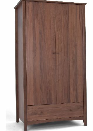 Walnut Double Wardrobe with Drawer