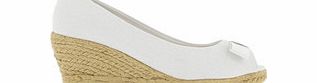 White peep-toe wedge espadrilles