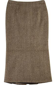 Pleated tweed pencil skirt