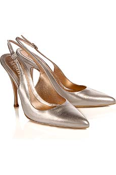 Silver leather slingbacks