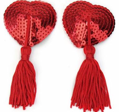 AllBeauty Sexy Red Lingerie Sequin Heart Tassel Breast Bra Nipple Sticker Cover Pasties