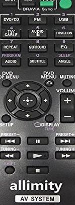 Allimity allmity generic RM-ADU138 remote control fit for SONY AV system HOME THEATER DAV-TZ140 DAVTZ140 HBD-TZ140 HBDTZ140 Home Theater DAV-TZ140 DAVTZ140 HBD-TZ140
