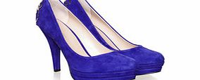 Indigo suede metallic cobweb heels