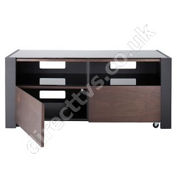 Black and Dark Walnut Veneer TV Cabinet Suitable