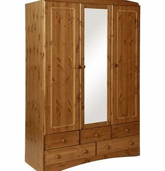 Altruna Scandinavian 3 Door 5 Drawer Wardrobe Finish: Pine