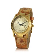 Alviero Martini 1a Prima Classe - Ladies`Gold Plated Geo Patent Strap Watch