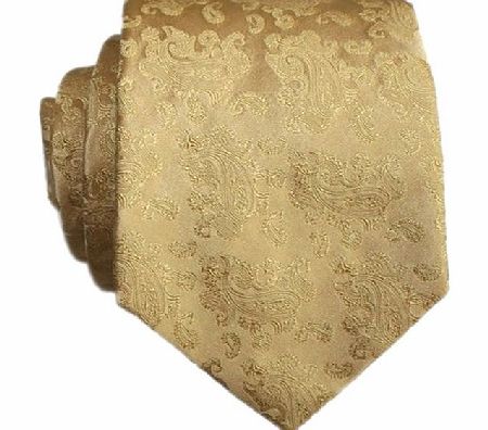 Yellow Satin Paisley Silk Tie by