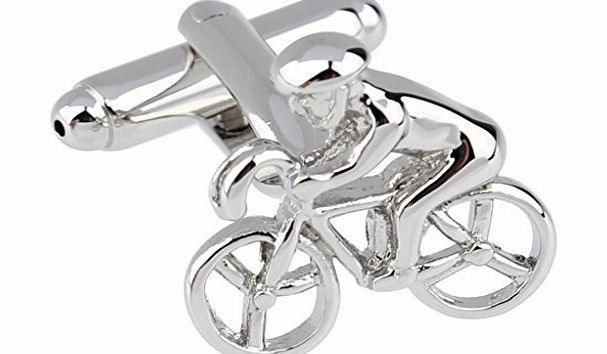 AmDxD Steel Plating Mens Shirt Cufflinks Classic Modern Modelling Of A Bike Silver LEN 2.1CM