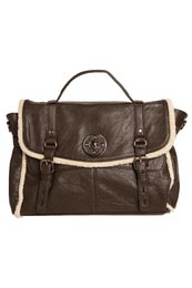 Fleece Trim Satchel Bag