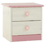 Amelie 2 Drawer Bedside Chest, White Wash Pine