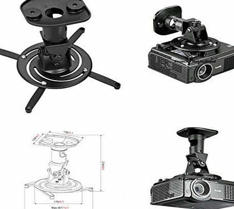 Amer Mounts AMER Projector Mount - Heavy Duty Universal Ceiling Bracket LCD DLP Tilt 360 Swivel 30lbs (Black)