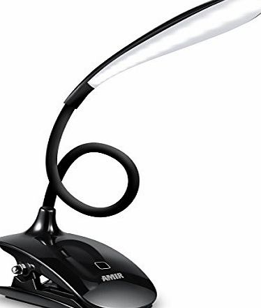 Amir 16 LED Rechargeable Book Light, Touch Sensitive Table Reading Light, 3-Level Dimmable Eye Care, USB Flexible Clip-on Desk Lamp for Christmas Gift, for readers, Kids, Children,with USB Cable