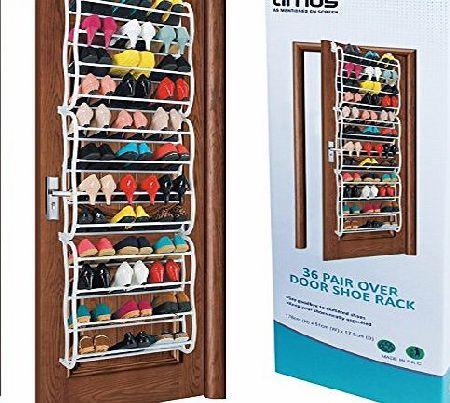 36 Pair Over the Door Hanging Hook 12 Tier Shoe Rack Adjustable Shelf Organiser Holder Storage Stand Space Saving