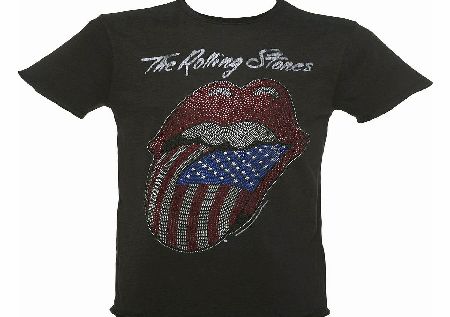 Mens Charcoal Rolling Stones US Diamante Tongue